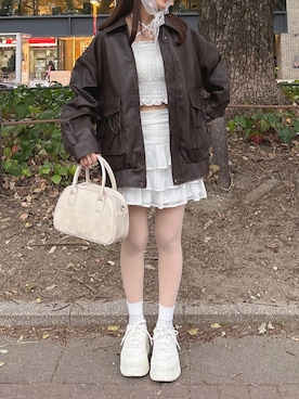 「OLIVE des OLIVE（オリーブデオリーブ）のアイテム（ジャケット/アウター）」を使った、yu22oliveさん（レディース・150cm）の春コーディネート