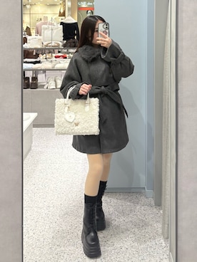 「アイテム（ステンカラーコート）」を使った、yu22oliveさん（レディース・150cm）の冬コーディネート