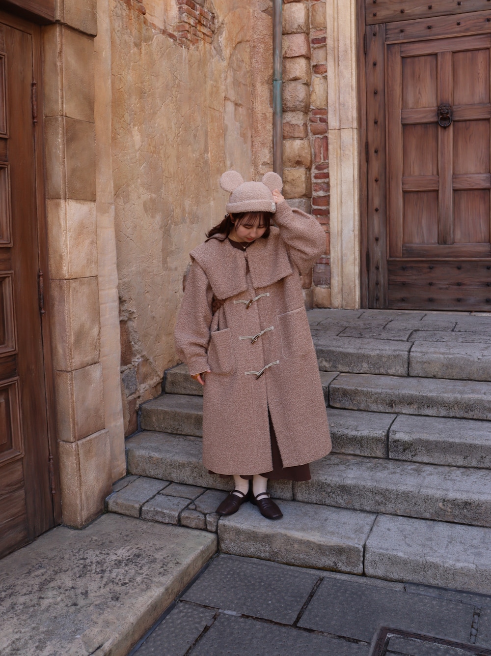Amiur（エミレ）の「big collar boa duffle coat（ダッフルコート