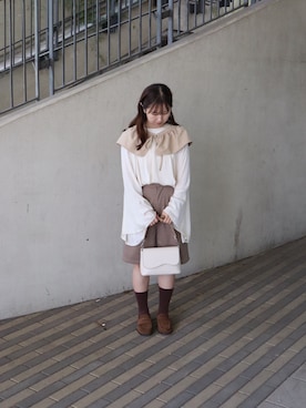 「mystic（ミスティック）のアイテム（ショルダーバッグ）」を使った、mokaさん（レディース・155cm）の秋コーディネート