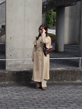 「アイテム（トレンチコート）」を使った、mokaさん（レディース・155cm）の秋コーディネート