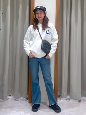 「BAYFLOW」｜「アイテム（スリッポン）」を使った、maadokaさん（レディース・162cm）の冬コーディネート