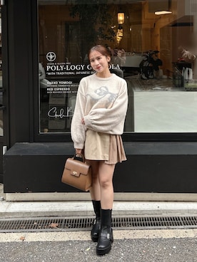 「アイテム（その他、ピンク系）」を使った、muguetさん（レディース・160cm）の秋コーディネート