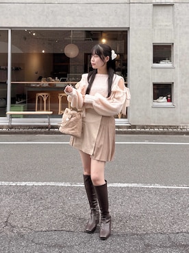 「アイテム（その他、ピンク系）」を使った、muguetさん（レディース・160cm）の秋コーディネート