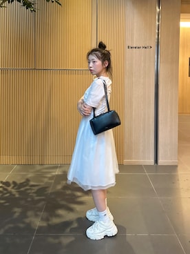 「muguet（ミュゲ）のribbon ballerina T（Tシャツ/カットソー、ホワイト系）」を使った、muguetさん（レディース・160cm）の夏コーディネート