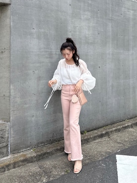 「アイテム（その他、ピンク系）」を使った、muguetさん（レディース・160cm）の夏コーディネート