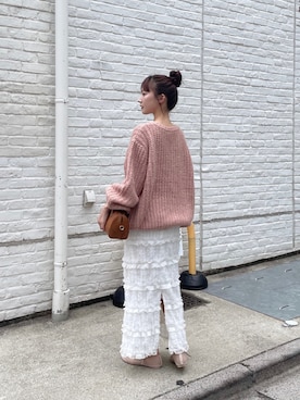 「アイテム（その他、ピンク系）」を使った、muguetさん（レディース・160cm）の秋コーディネート