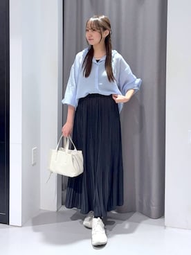 「LAKOLE（ラコレ）の3ルーム2WAYボストンバッグ / 633898（ボストンバッグ、ホワイト系）」を使った、mayoさん（レディース・161cm）の春コーディネート