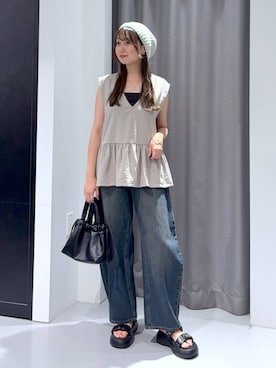 「アイテム（ニットキャップ/ビーニー）」を使った、mayoさん（レディース・161cm）の夏コーディネート