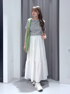 「LAKOLE（ラコレ）のメタルロングネックレス / 601918（ネックレス、その他）」を使った、mayoさん（レディース・161cm）の夏コーディネート
