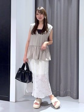 「アイテム（ベスト）」を使った、mayoさん（レディース・161cm・20代）の夏コーディネート