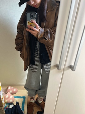 「アイテム（モカシン/デッキシューズ）」を使った、4645さん（レディース・157cm）の冬コーディネート