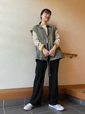 「アイテム（ベスト）」を使った、けろちゃんさん（レディース・156cm）の秋コーディネート