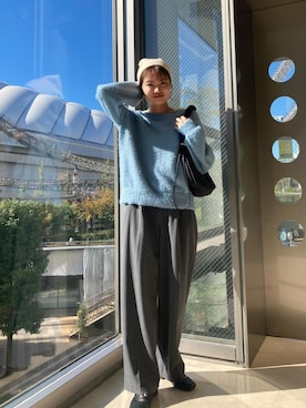 「フェザー」｜「アイテム（帽子）」を使った、misaさん（レディース・160cm）の秋コーディネート