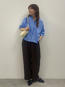 「AMERICAN HOLIC（アメリカンホリック）の【接触冷感イージーケア】ドレープパンツ（その他パンツ、ブラウン系）」を使った、nanaさん（レディース・161cm）の春コーディネート