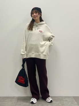 「アイテム（エコバッグ/サブバッグ）」を使った、nanaさん（レディース・161cm）の冬コーディネート