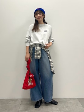 「AMERICAN HOLIC」｜「アイテム（スウェット）」を使った、nanaさん（レディース・161cm）の冬コーディネート