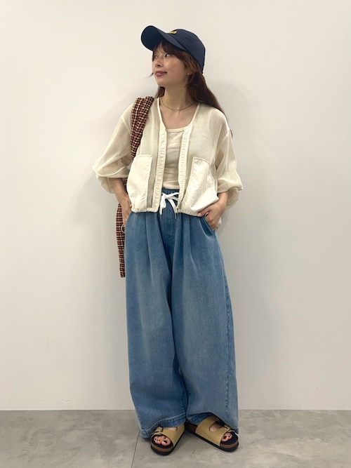 【新品タグ付】★ベージュチュール×デニム切替 異素材ボマーブルゾン BEAMS HEART / 異素材切り替え ブルゾン（ブルゾン）｜BEAMS HEART