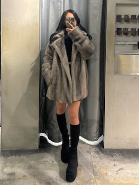 「EMODA（エモダ）のハイネッククロップニット（ニット/セーター）」を使った、Hiiroさん（レディース・152cm）の秋コーディネート