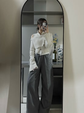 「SLY（スライ）のアイテム（スラックス）」を使った、中さん（レディース・156cm）の春コーディネート