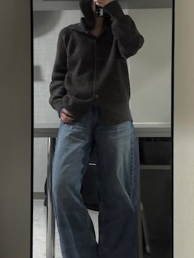 「UNIQLO（ユニクロ）のアイテム（デニムパンツ、ブルー系）」を使った、中さん（レディース・156cm）の春コーディネート