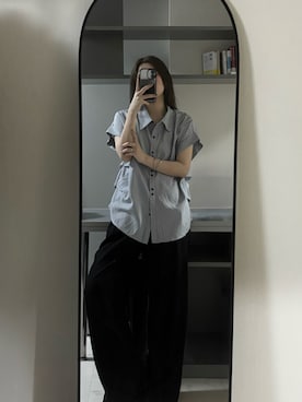 「Aunt Marie's（アントマリーズ）のアイテム（シャツ/ブラウス）」を使った、中さん（レディース・156cm）の夏コーディネート