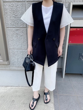 「BIRKENSTOCK（ビルケンシュトック）の【別注】＜BIRKENSTOCK＞GIZEH ビッグバックル サンダル（サンダル）」を使った、Ayumi0720さん（レディース・156cm）の夏コーディネート