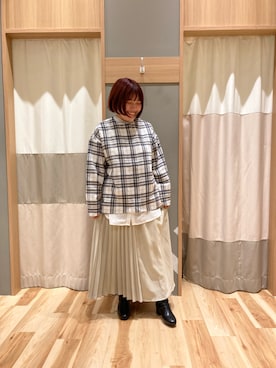 「Samansa Mos2 blue（サマンサモスモスブルー）のアイテム（ノーカラーコート）」を使った、のんさん（レディース・152cm）の秋コーディネート