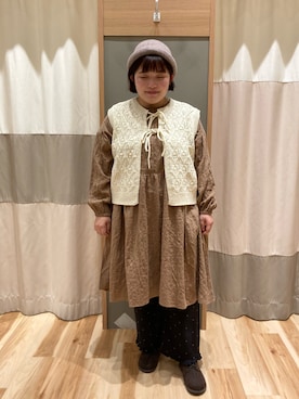 「ニットベスト」｜「アイテム（チュニック）」を使った、のんさん（レディース・152cm）の秋コーディネート