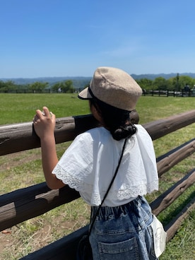 「BREEZE（ブリーズ）のレースケープTシャツ（Tシャツ/カットソー）」を使った、m♡さん（キッズ・124cm）の春コーディネート