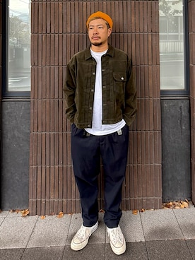 「アイテム（帽子）」を使った、St.さん（メンズ・175cm）の秋コーディネート