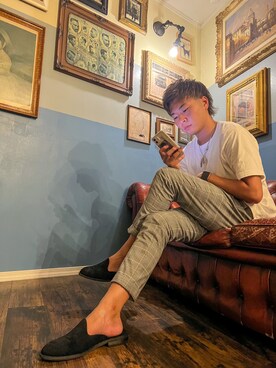 「SVEC（シュベック）のアイテム（スリッポン）」を使った、01ri05kuさん（メンズ・173cm）の秋コーディネート