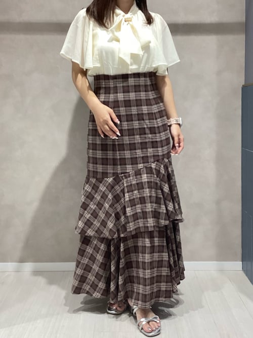 セール】2025秋冬新作 ランダムフレアチェックスカート（スカート