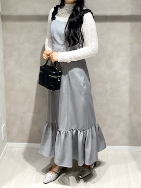 「アイテム（ジャンパースカート）」を使った、名古屋パルコ店さん（レディース・156cm）の秋コーディネート