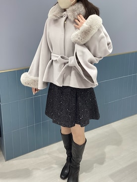 「アイテム（ポンチョ）」を使った、名古屋パルコ店さん（レディース・166cm）の冬コーディネート