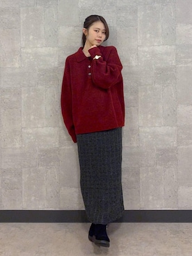「アイテム（ポロシャツ）」を使った、みさきさん（レディース・161cm）の秋コーディネート