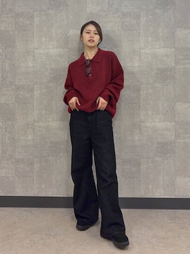 「アイテム（ポロシャツ）」を使った、みさきさん（レディース・161cm）の秋コーディネート