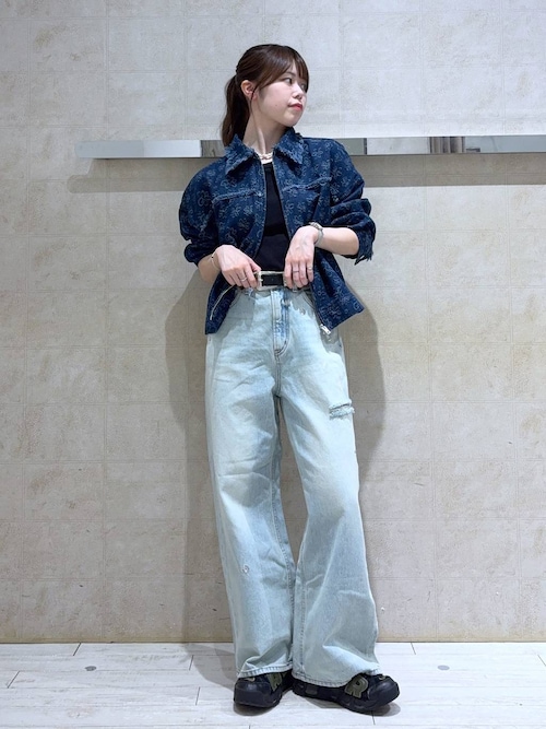 セール】フラワー柄フリンジデニムジャケット/セットアップ対応