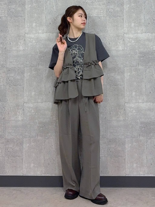 タグ付き　アルベロベロ　　花刺繍付き長袖Tシャツ グレー フラワー刺繍Tシャツ（Tシャツ/カットソー）｜RAGEBLUE（レイジブルー