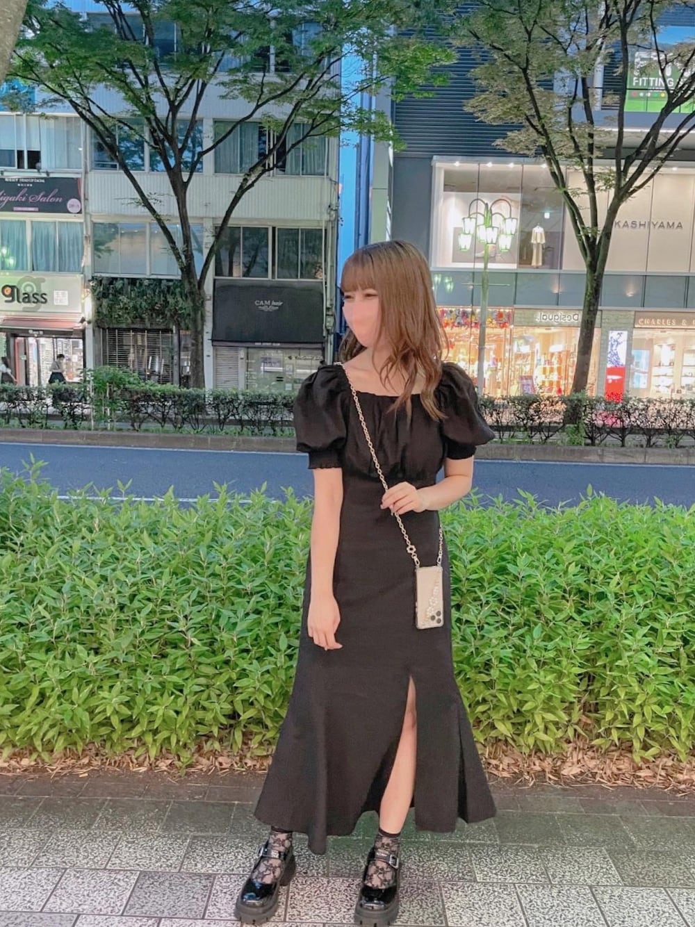 「シンプル、オトナ女子、おしゃれさんと繋がりたい、休日コーデ、ブラック、ワンピース、高身長女子」｜「one after another NICE CLAUPのリネンスリットカラーロングワンピース（ワンピース、ブラック系）」を使った、mano0416さん（レディース・162cm）の夏コーディネートの1枚目の写真