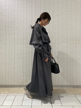 「one after another NICE CLAUP（ワンアフターアナザーナイスクラップ）のアイテム（トレンチコート）」を使った、kurumiさん（レディース・147cm）の冬コーディネート