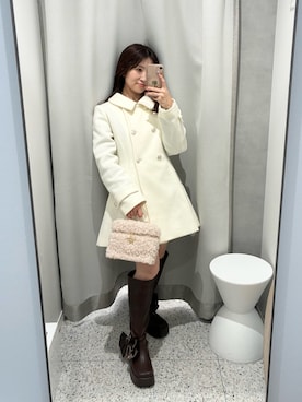 「アイテム（ステンカラーコート）」を使った、kurumiさん（レディース・147cm）の冬コーディネート