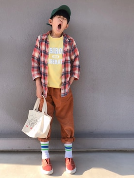 「Honeys（ハニーズ）のアイテム（帽子）」を使った、bochukunさん（キッズ・145cm）の春コーディネート