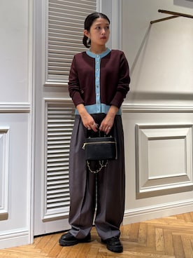 「DRESSTERIOR（ドレステリア）のソフトカーブ2タックパンツ（その他パンツ、グレー系）」を使った、lmfloresさん（レディース・150cm）の夏コーディネート