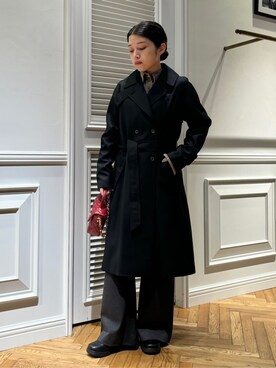 「DRESSTERIOR（ドレステリア）のソフトサーモポンチイージーワイドパンツ（その他パンツ、グレー系）」を使った、lmfloresさん（レディース・150cm）の冬コーディネート