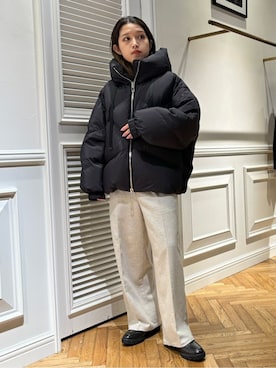 「DRESSTERIOR（ドレステリア）のウォッシャブルツイードイージーパンツ（その他パンツ、グレー系）」を使った、lmfloresさん（レディース・150cm）の秋コーディネート