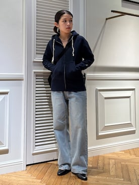 「DRESSTERIOR（ドレステリア）のヴィンテージ ユーズド ストレートデニム（デニムパンツ、ブルー系）」を使った、lmfloresさん（レディース・150cm）の夏コーディネート