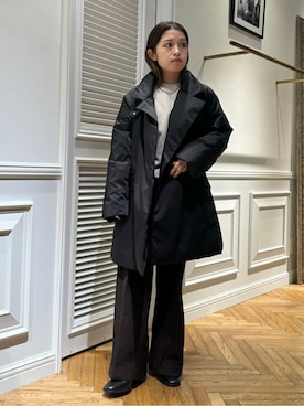 「DRESSTERIOR（ドレステリア）のAラインステッチレスダウン（ダウンジャケット/コート、ブラック系）」を使った、lmfloresさん（レディース・150cm）の秋コーディネート
