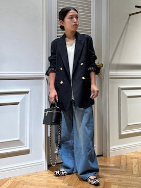 「DRESSTERIOR（ドレステリア）のレースドッキングキャミソール（タンクトップ、ホワイト系）」を使った、lmfloresさん（レディース・150cm）の夏コーディネート