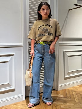 「MADE IN MADA（メイドインマダ）のMADE IN MADA（メイドインマダ）VEROMANITRA BAG（ハンドバッグ、ベージュ系）」を使った、lmfloresさん（レディース・150cm）の夏コーディネート